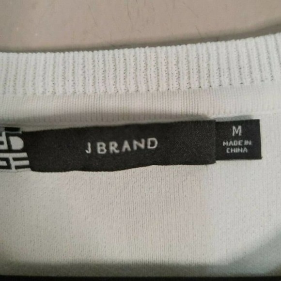 J Brand Women's White Striped Crew Neck Stretch Long Sleeve Sweater Size Medium - Picture 5 of 8